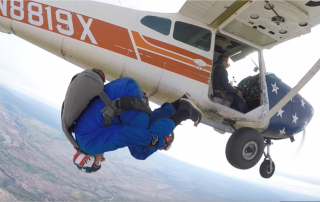 skydiving student flips in skydiving in colorado